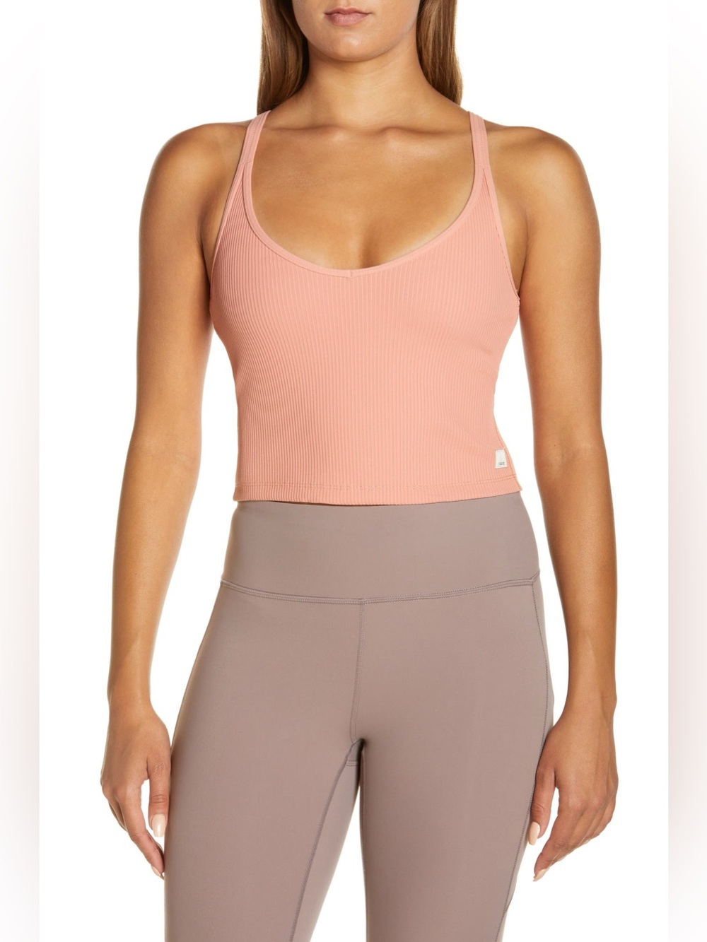 Vuori Rib Crop Tank Peach Size Medium